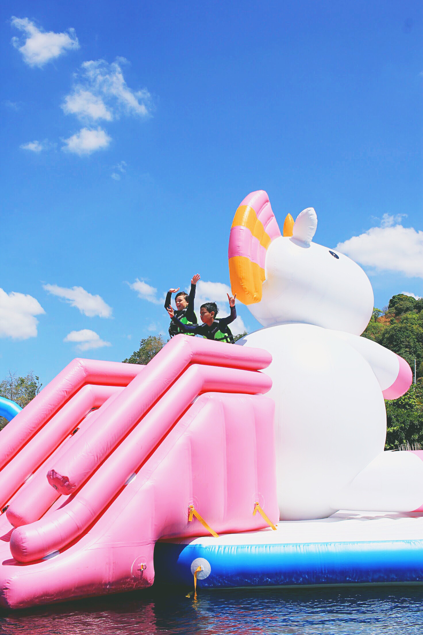 Facebook/Inflatable Island Ph A ride down a unicorn's back.